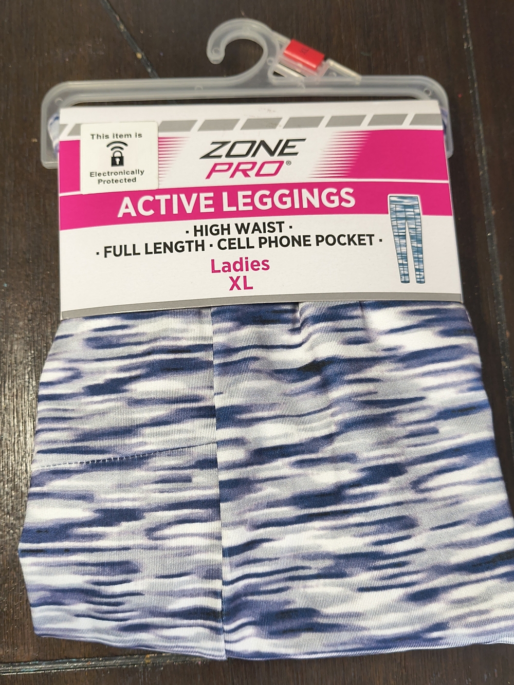 Zone Pro Ladies Active Leggings - Blue & White Wave Print